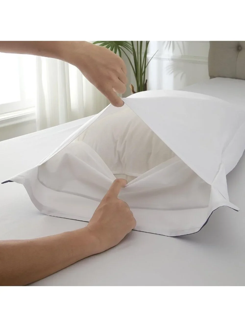 Set of 2 White Euro Pillow Shams, 100% Cotton Covers, 26x26 Decorative Shams